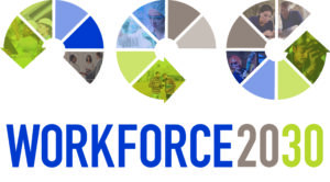 Workforce2030 logo with circular arrows.