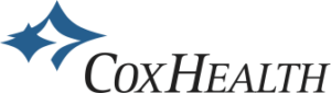 CoxHealth black and blue logo.