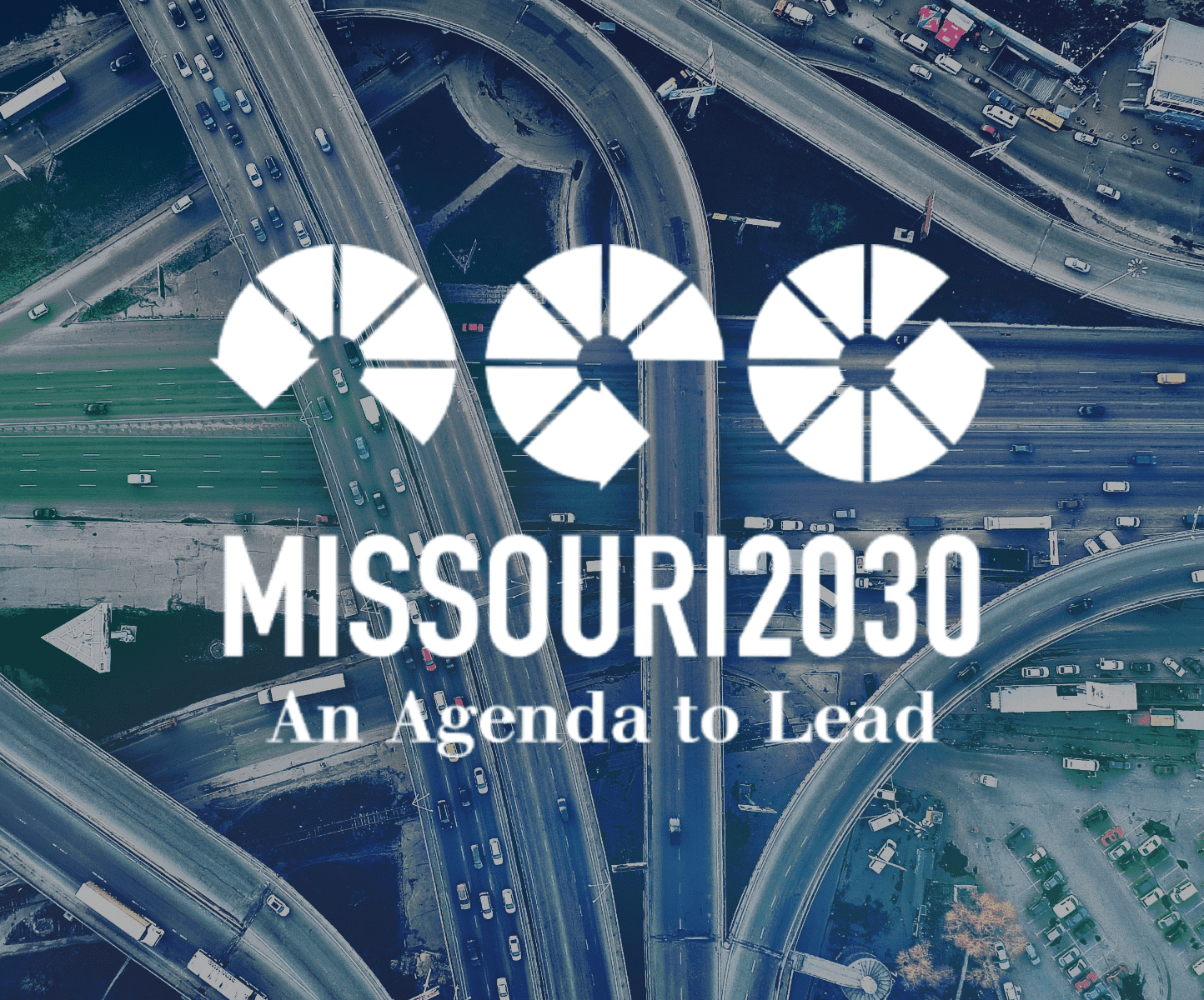 Mo2030 graphic with aerial view of Missouri Highways.