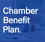 Blue graphic with text overlay "Chamber Benefit Plan."
