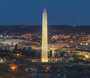 Washington DC night view of Washington Monument