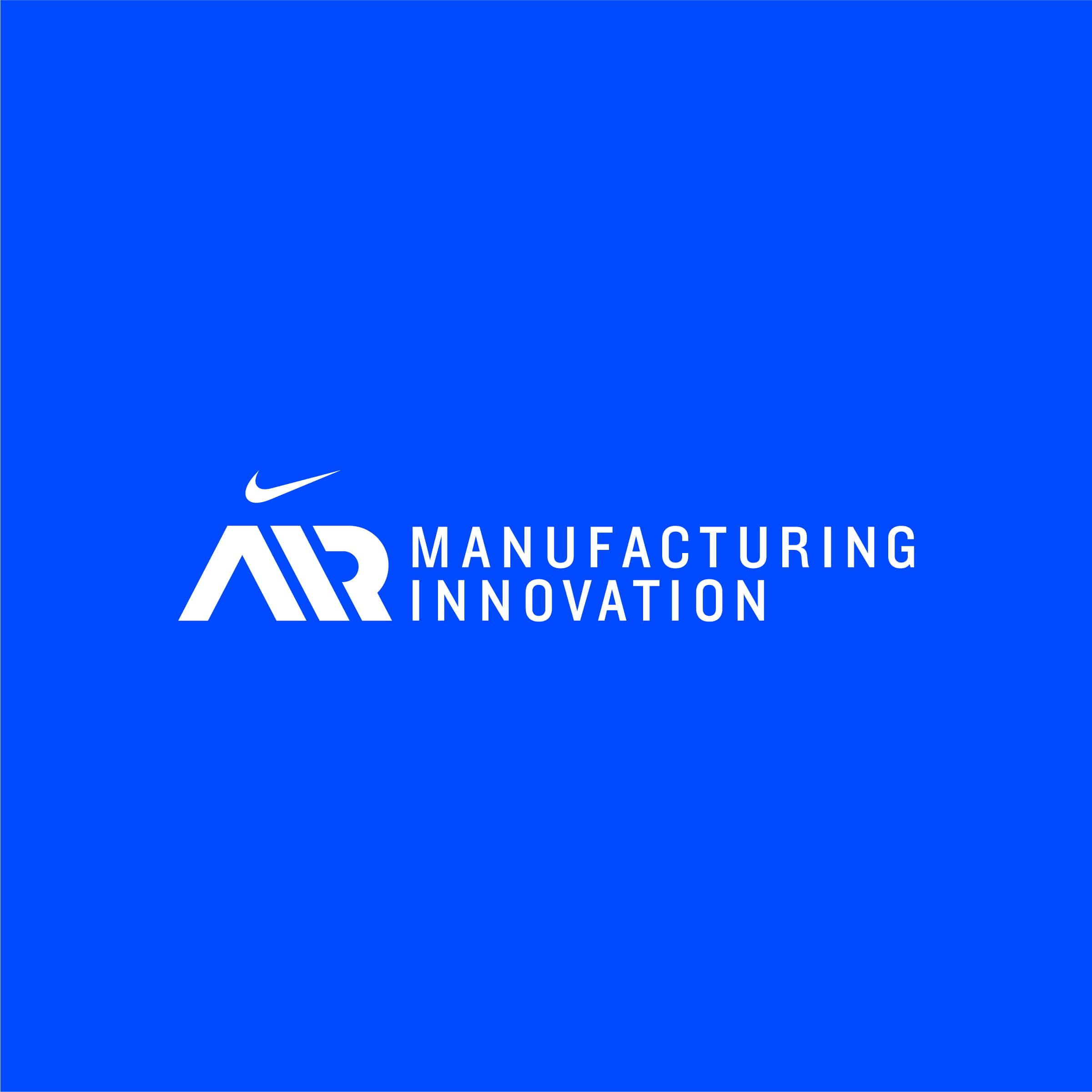 Nike AIR Manufacturing logo, white on blue background