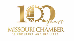 100 years Missouri Chamber of Commerce and Industry gold foil logo